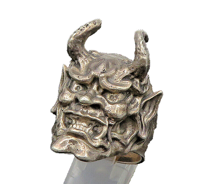 925 Sterling Silver  Vintage Heavy Devil Masonic Biker Ring Sz 13  RG18928