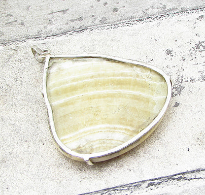 925 Sterling Silver  Vintage Cabochon Cut Agate Tear Drop Pendant  PT1496