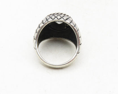 925 Sterling Silver  Vintage Cubic Zirconia Etched Cocktail Ring Sz 8  RG9633