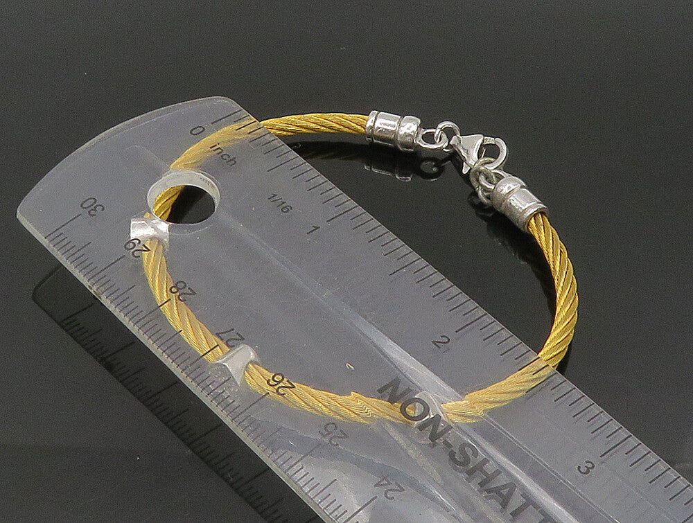 925 Silver  Vintage Genuine Diamonds Love Heart Gold Plated Bracelet  BT9346