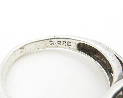 925 Sterling Silver  Vintage Cubic Zirconia Shiny Band Ring Sz 7.5  RG19123