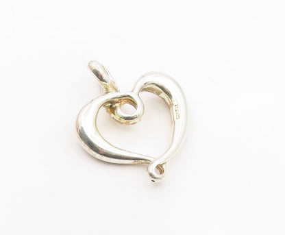 925 Silver  Vintage Hammered & Polished Twisted Love Heart Pendant  PT21442