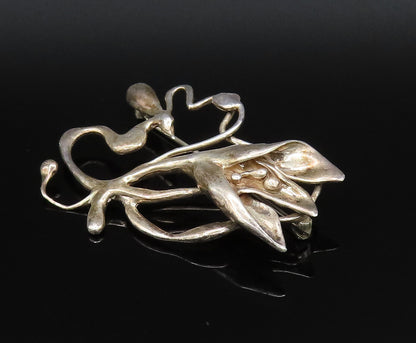 925 Sterling Silver  Vintage Modernist Flower Cutout Brooch Pin  BP9904