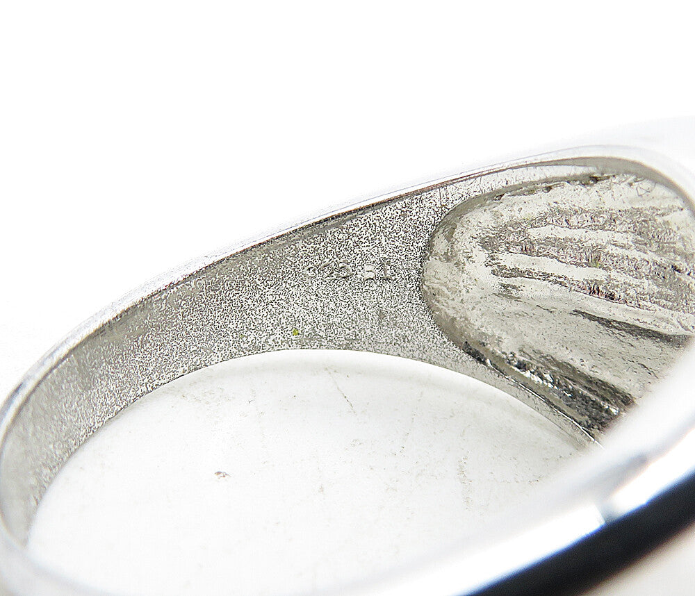 925 Sterling Silver  Round White  & Black Sapphire Band Ring Sz 11.5  RG4609