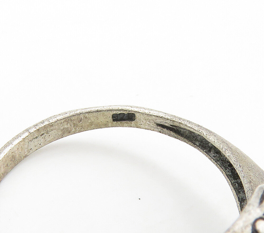 925 Sterling Silver  Vintage Dark Tone Dolphin Bypass Band Ring Sz 6  RG15887