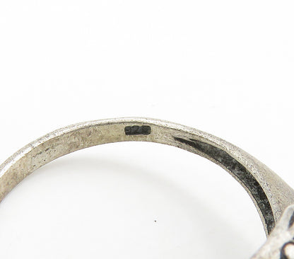 925 Sterling Silver  Vintage Dark Tone Dolphin Bypass Band Ring Sz 6  RG15887