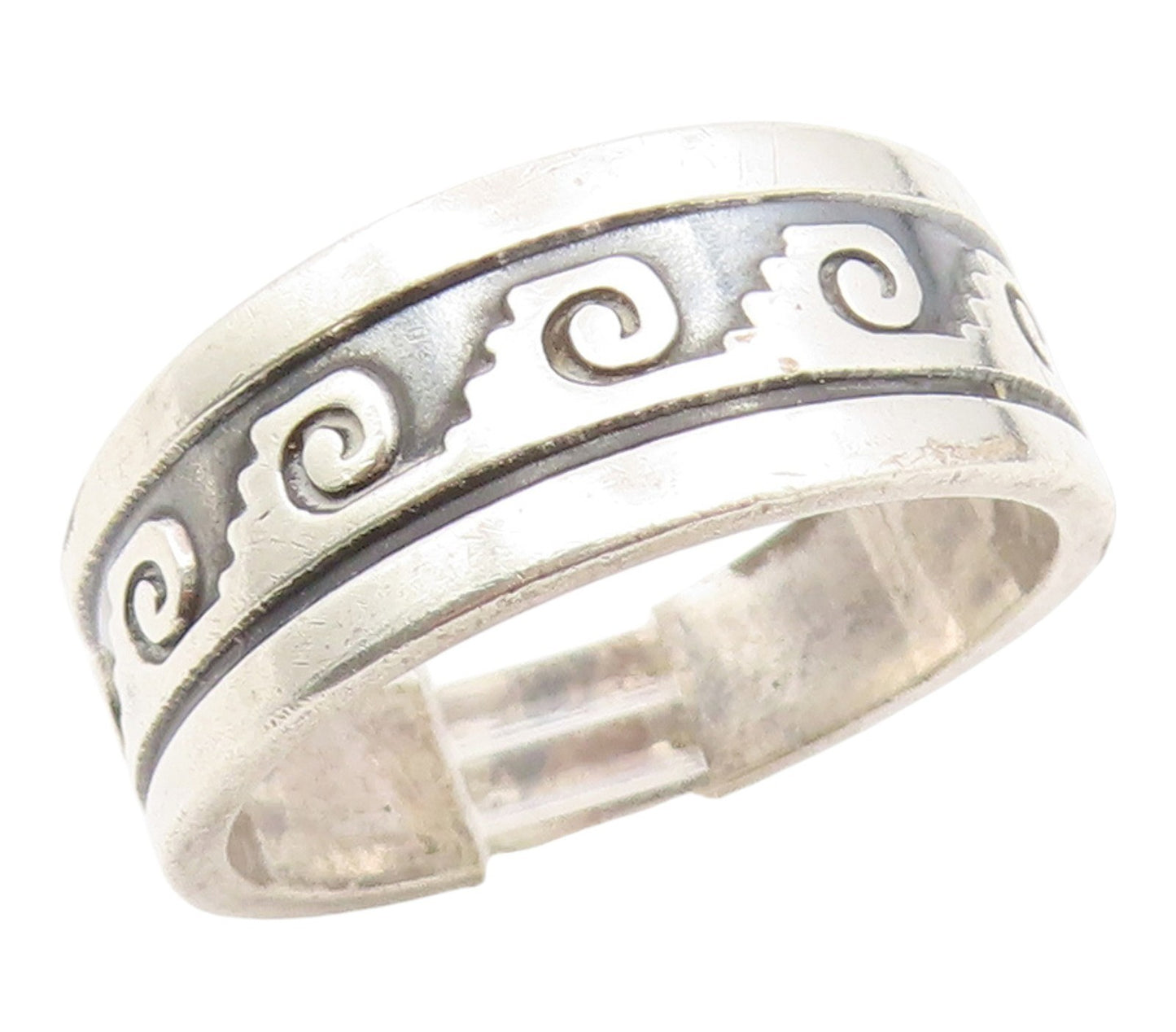925 Sterling Silver Vintage Ring MEXICO Celtic Wavy Swirl Band  Sz 11  RG35205