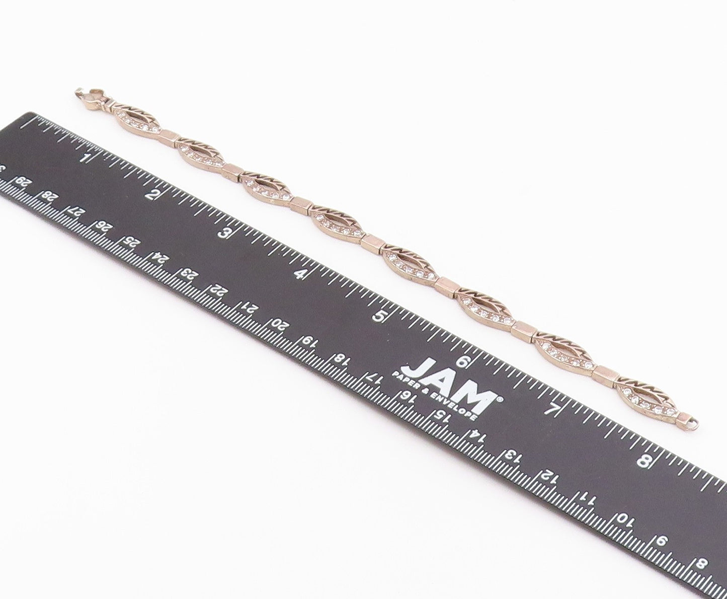 925 Sterling Silver  Vintage Topaz Cutout Detail Hinge Chain Bracelet  BT7724