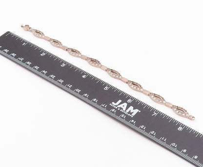925 Sterling Silver  Vintage Topaz Cutout Detail Hinge Chain Bracelet  BT7724