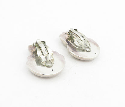925 Sterling Silver  Vintage Hollow Fluted Non Pierce Drop Earrings  EG4440