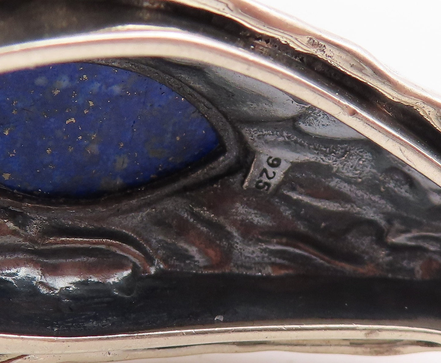 925 Sterling Silver Vintage Bracelet Marquise Cut Lapis Lazuli Arrowhead BT11842