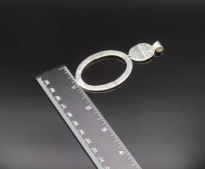 MEXICO 925 Sterling Silver Vintage Etched Graduated Open Oval Pendant PT21027