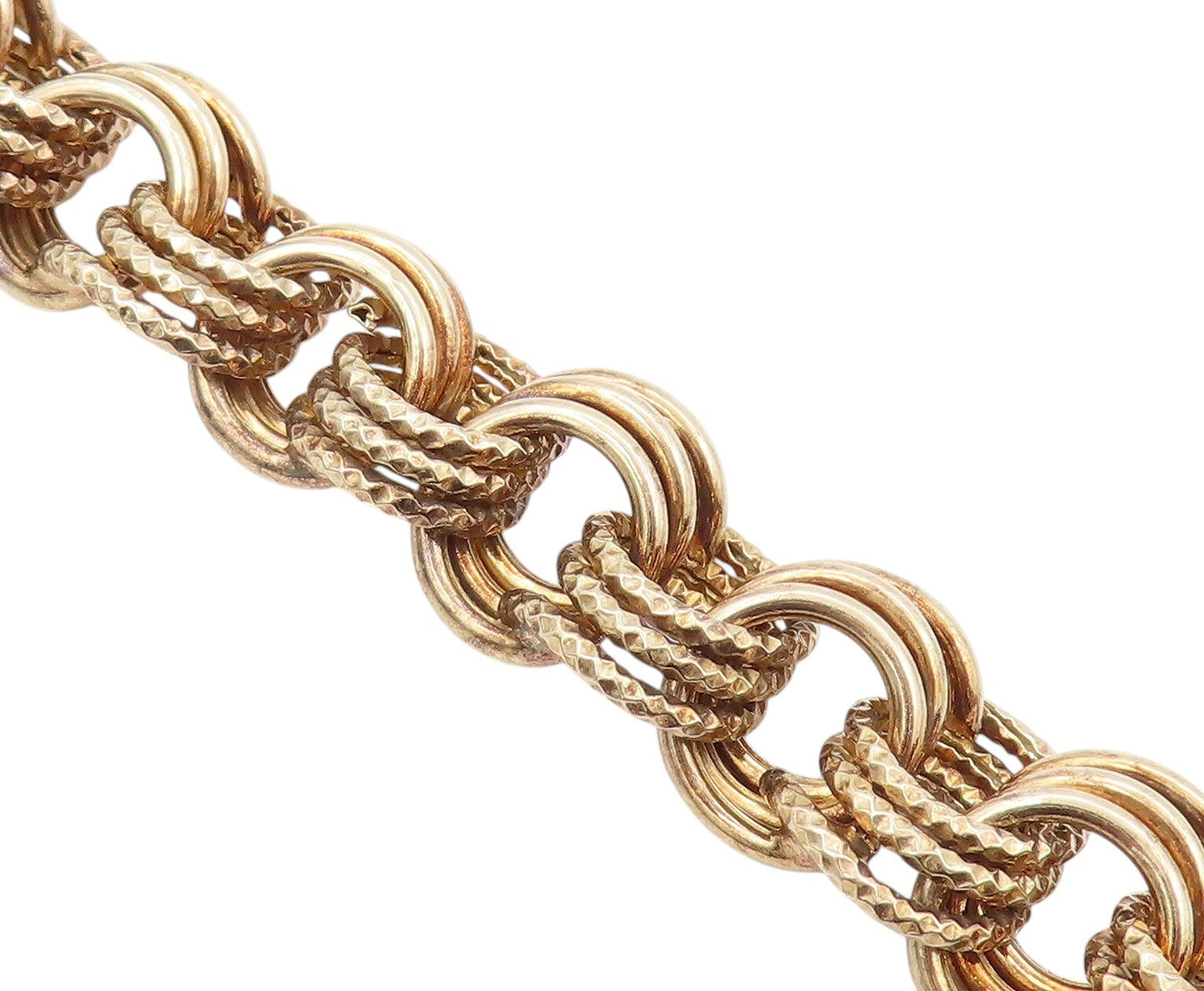 925 Sterling Silver Vintage Bracelet Gold Plated Roped Linked Rings  BT11072