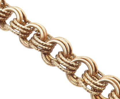 925 Sterling Silver Vintage Bracelet Gold Plated Roped Linked Rings  BT11072