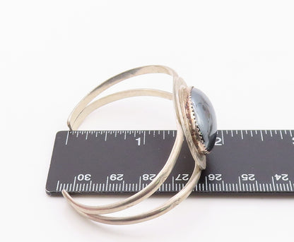 925 Sterling Silver Vintage Bracelet NAVAJO STANLEY BAIN Hematite Cuff  BT12099