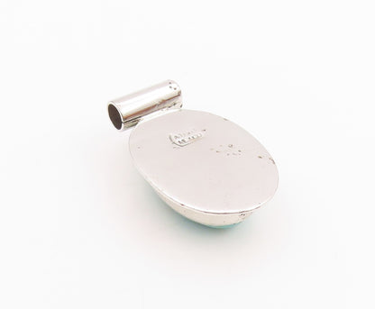 925 Sterling Silver Vintage Pendant Minimalist Oval Cabochon Turquoise  PT24556