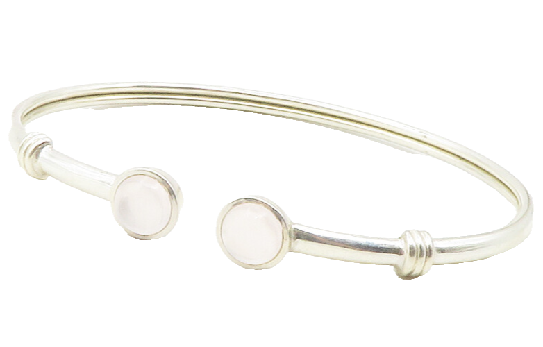 925 Sterling Silver  Cabochon Cut Topaz Shiny Smooth Cuff Bracelet  BT4756