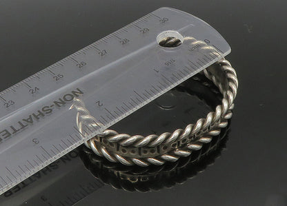 925 Sterling Silver  Vintage Shiny Oxidized Twist Trim Cuff Bracelet  BT8725
