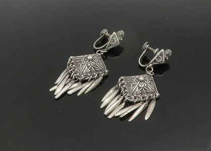925 Sterling Silver  Vintage Heavy Swirl Non Pierce Dangle Earrings  EG10746