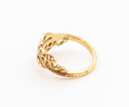 925 Sterling Silver Vintage Ring Gold Plated Openwork Multi Band Sz 9.5 RG36228