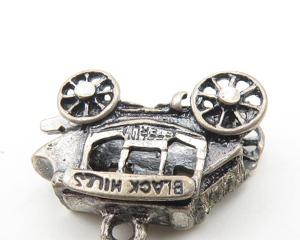925 Sterling Silver  Vintage Oxidized Black Hills Carriage Car Pendant  PT8918