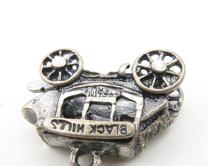 925 Sterling Silver  Vintage Oxidized Black Hills Carriage Car Pendant  PT8918