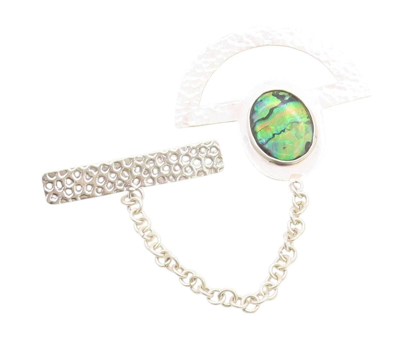 925 Sterling Silver Vintage Brooch MEXICO Fire Opal Long Tie Bar Pin   BP11767