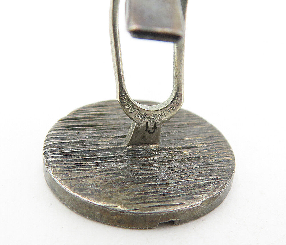 925 Sterling Silver  Vintage Antique Oxidized Pattern Round Cuff Links  TR1305