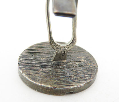925 Sterling Silver  Vintage Antique Oxidized Pattern Round Cuff Links  TR1305