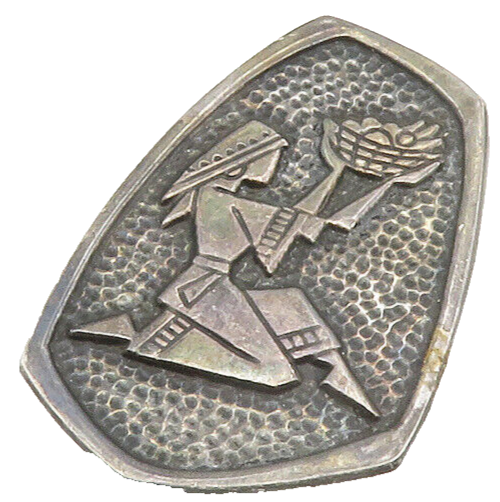 ISRAEL 925 Sterling Silver  Vintage Oxidized Hammered Woman Brooch Pin  BP5749
