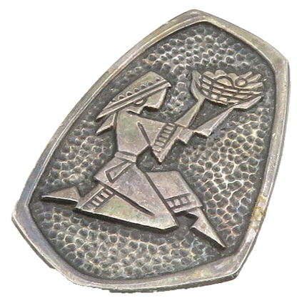 ISRAEL 925 Sterling Silver  Vintage Oxidized Hammered Woman Brooch Pin  BP5749