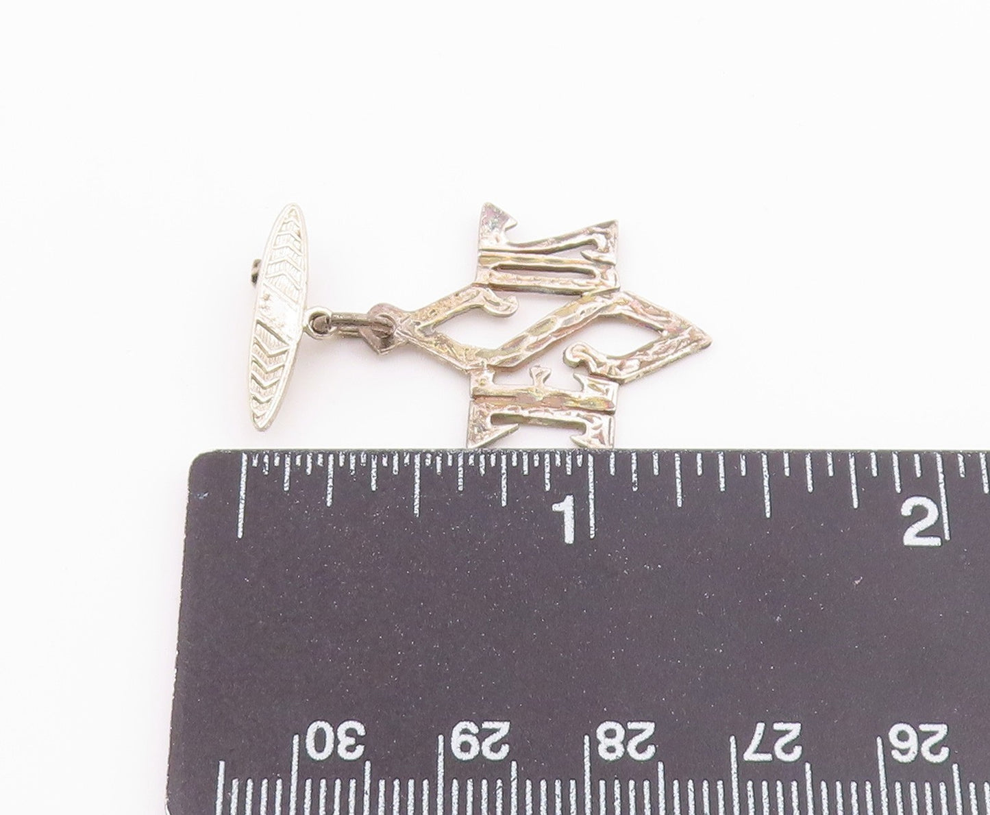 925 Sterling Silver  Vintage Shiny Diamond Cut Jesus Brooch Pin  BP8584