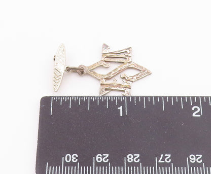 925 Sterling Silver  Vintage Shiny Diamond Cut Jesus Brooch Pin  BP8584