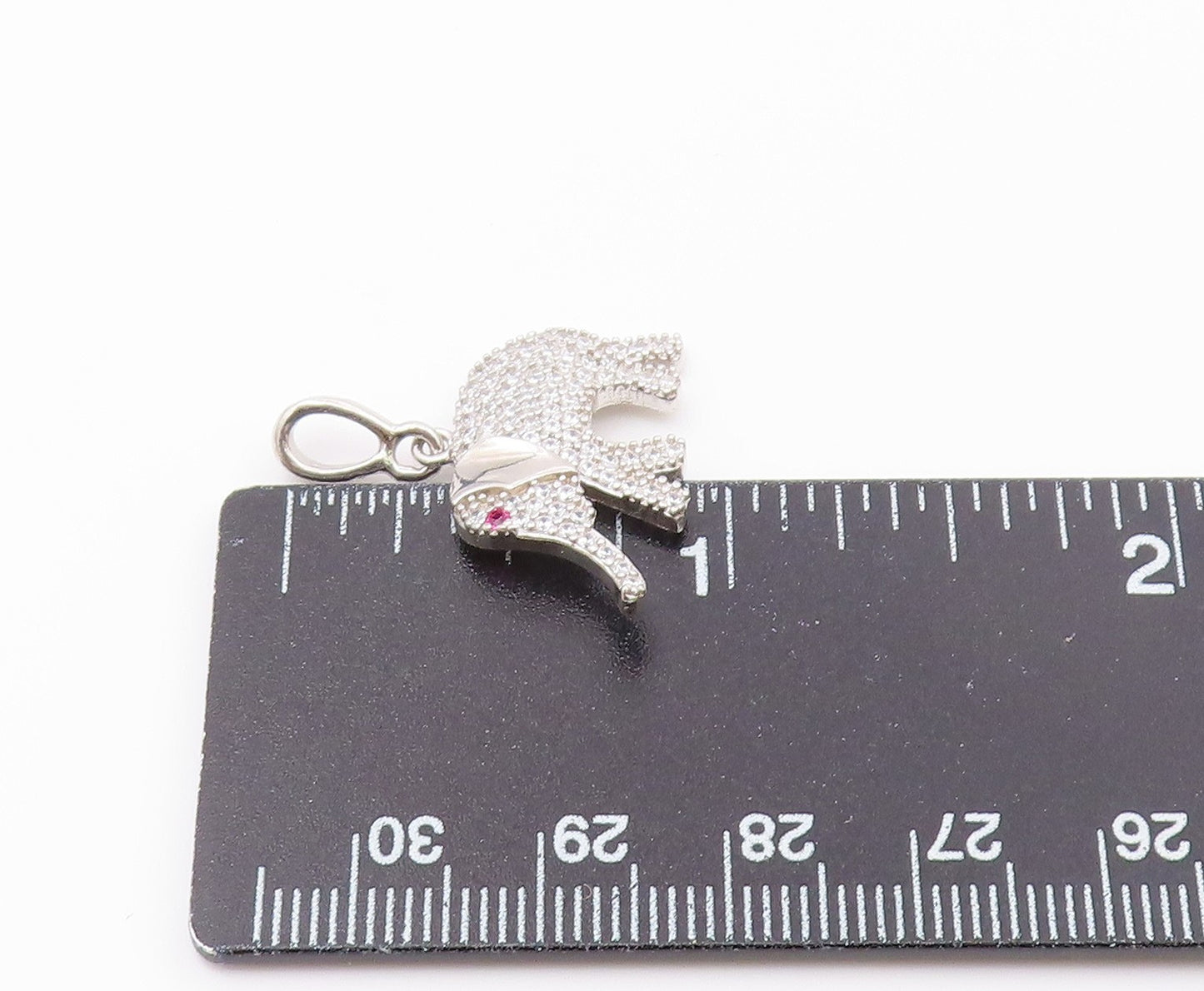 925 Sterling Silver  Vintage Cubic Zirconia Encrusted Elephant Pendant PT16066