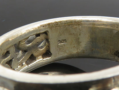 925 Sterling Silver  Vintage Swirl Vine Cut Out Band Ring Sz 10.5  RG24375