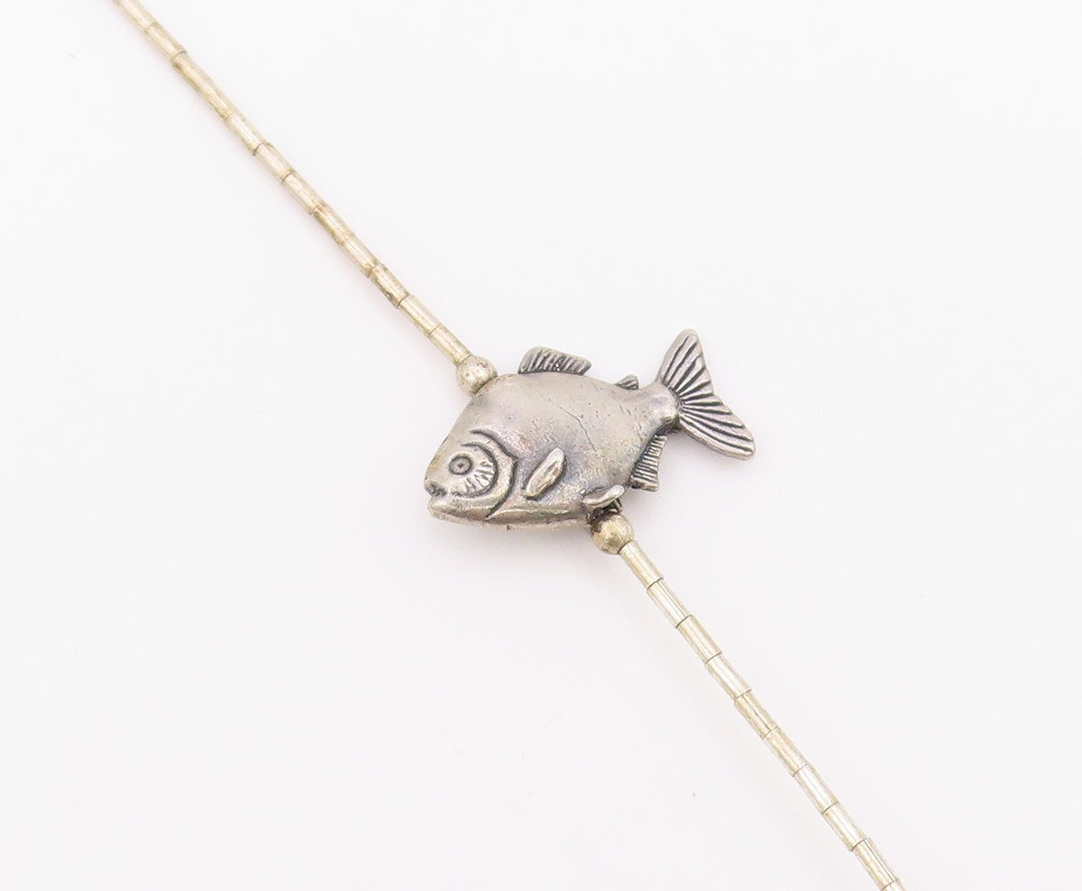 925 Sterling Silver Vintage Necklace SOUTHWESTERN Gemstone Animal Fetish  NE4909