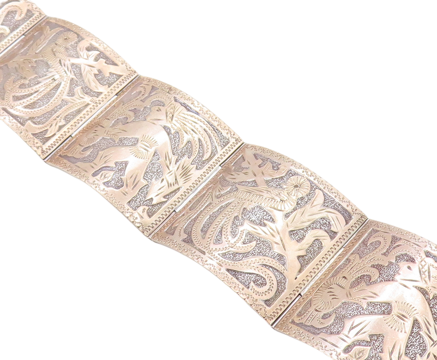 925 Silver & 18K Gold   Vintage Shiny Storyteller Chain Bracelet  BT2853