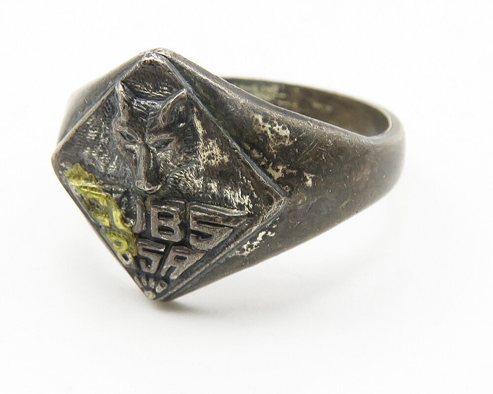 925 Sterling Silver  Vintage Antique Boy Scouts USA Band Ring Sz 6  RG11545