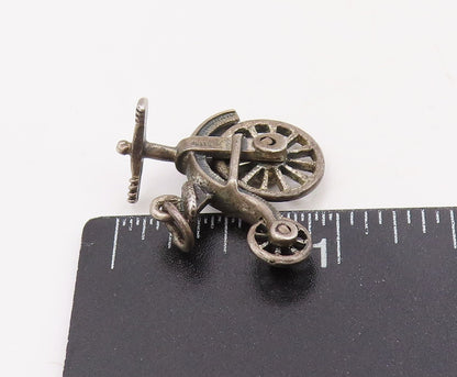 925 Sterling Silver Vintage Pendant Retro High Wheeled Bicycle Charm  PT25393