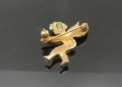 925 Sterling Silver  Vintage Blue Topaz Baby Angel Shiny Brooch Pin  BP8477