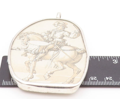 925 Sterling Silver Vintage Pendant Large Enameled Royal Soldier  PT23983