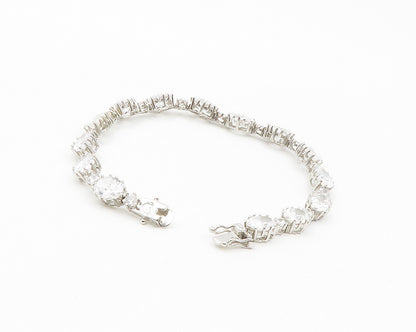 STAUER 925 Silver  Sparkling Prong Set Cubic Zirconia Chain Bracelet  BT5705