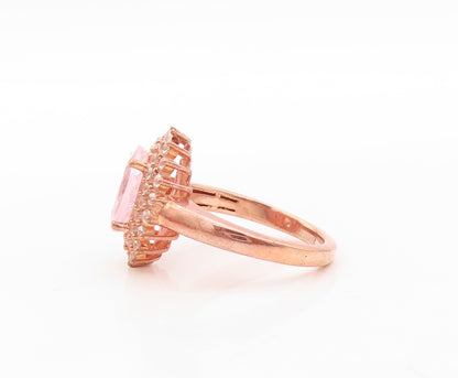 925 Sterling Silver Vintage Ring Rose Gold Plated 2 Tone CZ Flower Sz 7  RG30911