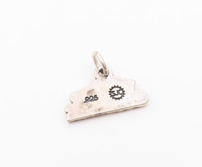 925 Sterling Silver  Vintage I Love To Cheer Oxidized Drop Pendant  PT6236