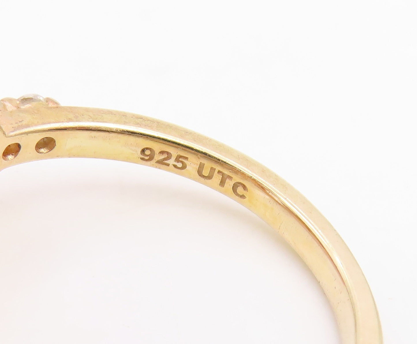 925 Sterling Silver Vintage Ring Gold Plated CZ Statement Band  Sz 8  RG34974