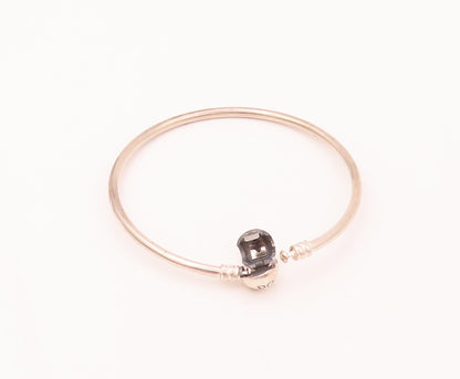 PANDORA 925 Silver  Vintage Etched Pandora Bead Solid Bangle Bracelet  BT9948