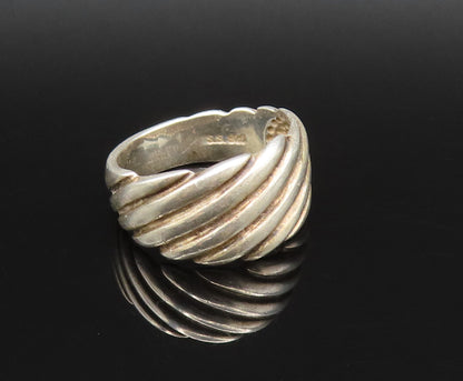 925 Silver  Vintage Fashionable Minimalist Ribbed Band Ring Sz 7  RG25880