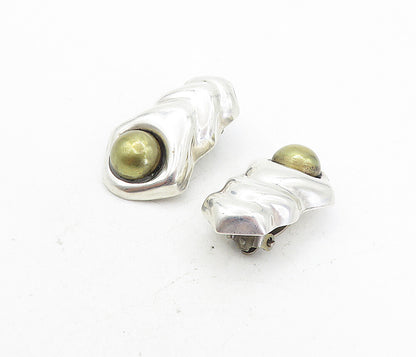 MEXICO 925 Sterling Silver  Vintage Two Tone Non Pierce Drop Earrings  EG4018