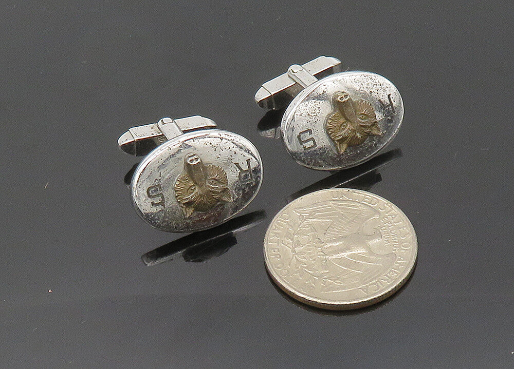 FOSTER 925 Sterling Silver  Vintage Antique Fox's Face Shiny Cufflinks  TR2796