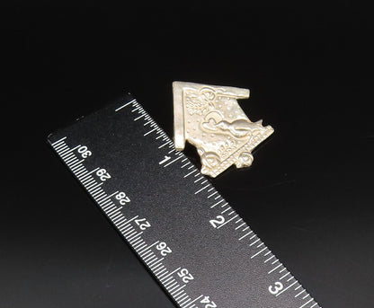 MARY ENGELBREIT 925 Silver  Vintage Etched Birdhouse Brooch Pin  BP10015